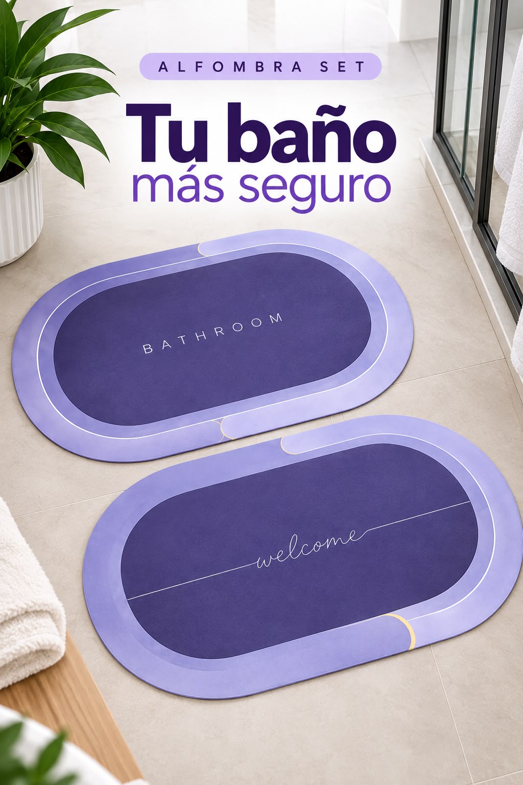 KIT 2X1 TAPETES ANTIDESLIZANTES PARA BAÑO TAM G