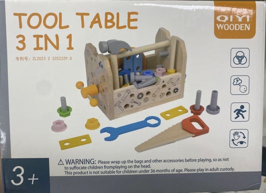 🛠️ Tool Table 3 en 1: El Maletín de Herramientas de Madera para Pequeños Genios