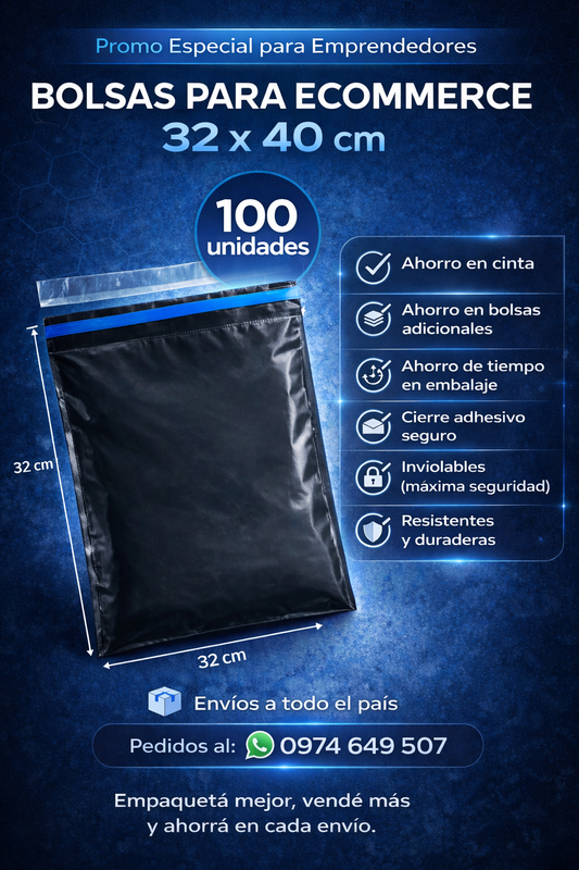 Bolsas para Ecommerce 100 Unidades 32 x40 cm (negro)