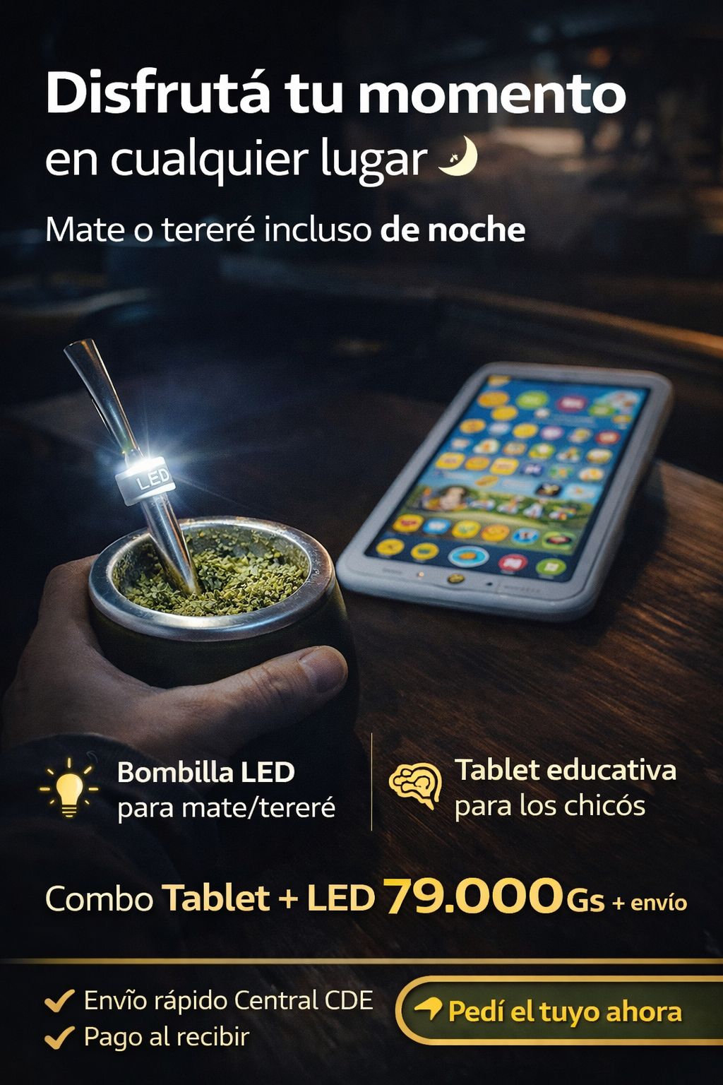 COMBO TABLET EDUCATIVA BILINGUE + LUZ LED PARA BOMBILLA